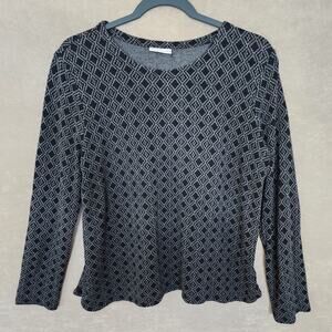 J. Jill Ponte Diamond black gray pullover stretch casual crew neck Sweater M?